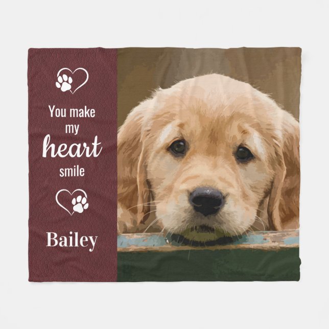 Personalisierter Hund Lover Custom Pet Foto Fleecedecke (Vorderseite (Horizontal))