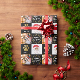 Personalisierter Hund mit 2 Fotos Hund Welpe Schwa Geschenkpapier