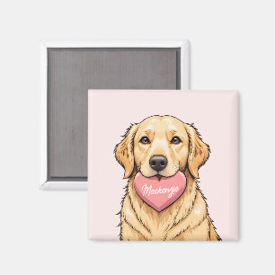 Personalisierter Hund mit Herz Frohen Valentinstag Magnet