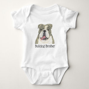 Personalisierter Hund mit weißem englischem Bulldo Baby Strampler