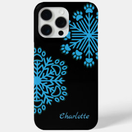 Personalisierter Hund Paw Snowflake Blue & Black Case-Mate iPhone Hülle
