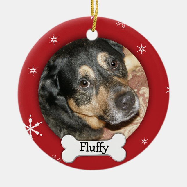 Personalisierter Hund/Tier Foto Urlaub Keramikornament (Vorne)