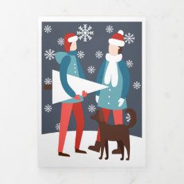 Personalisierter Hund und Baum von Weihnachtsschwu Dreifach Gefaltete Urlaubskarte