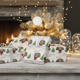 Personalisierter Hund und Familienfoto Weihnachtsb Geschenkpapier