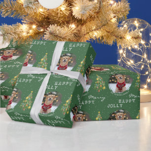 Personalisierter Hund und Familienfoto Weihnachtsb Geschenkpapier