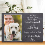 Personalisierter Hund Vater Haustier Foto Vatertag Fotoplatte<br><div class="desc">"Jeder Mensch kann ein Vater sein, aber es braucht jemanden, der etwas Besonderes ist, Dein Hund Vater zu sein!" ! Dieser Vatertag gibt dem Vater eine niedliche personalisierte Begleiter-Foto-Plakette von seinem besten Freund. Personalisieren Sie mit dem Namen und dem Lieblings-Foto des Hundes. Diese Hundedärmertafel wird ein Liebling aller Hundedads und...</div>