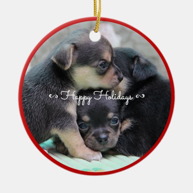 Personalisierter Hund Weihnachtsschmuck Ihr Foto (Vorne)