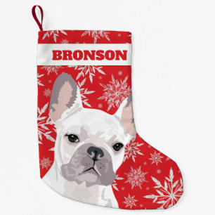 Personalisierter Hund Weißes Französische Bulldo Kleiner Weihnachtsstrumpf