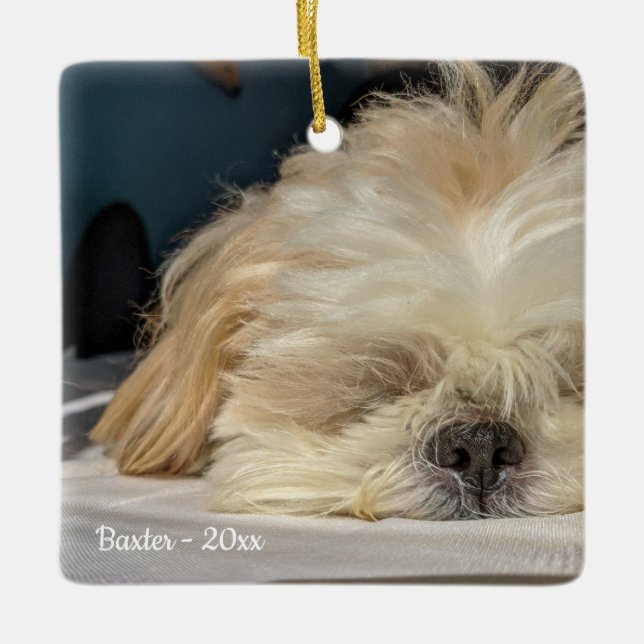 Personalisierter Hund Welpenverzierung Keramikornament (Vorderseite)