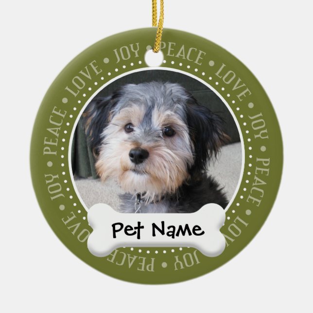 Personalisierter HundeFoto-Rahmen - EINSEITIG Keramikornament (Vorne)