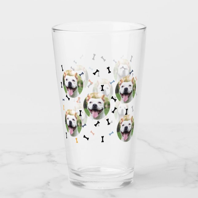 Personalisierter Hundehund Foto Collage Glass Cup Glas (Vorderseite)