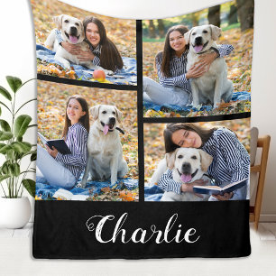 Personalisierter Hundehund Fotolollage Fleece Blan