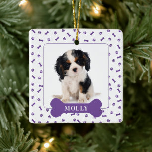 Personalisierter Hundeknochen & Pfotenabdruck Feie Keramikornament