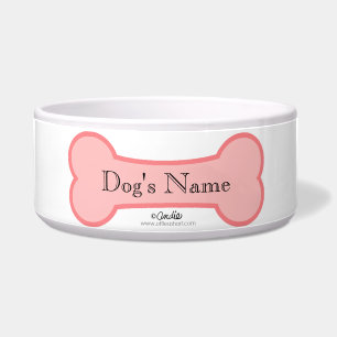 Personalisierter Hundekugel mit rosa Knochen Napf