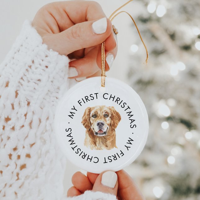 Personalisierter Hundename Golden Mein erstes Weih Keramik Ornament (Von Creator hochgeladen)