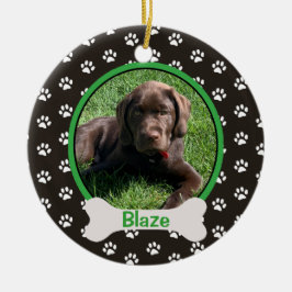 Personalisierter Hundepaw Foto-Pfosten Keramik Ornament