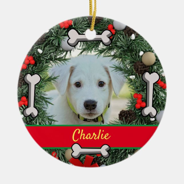 Personalisierter Hundeweihen Keramik Ornament (Vorne)