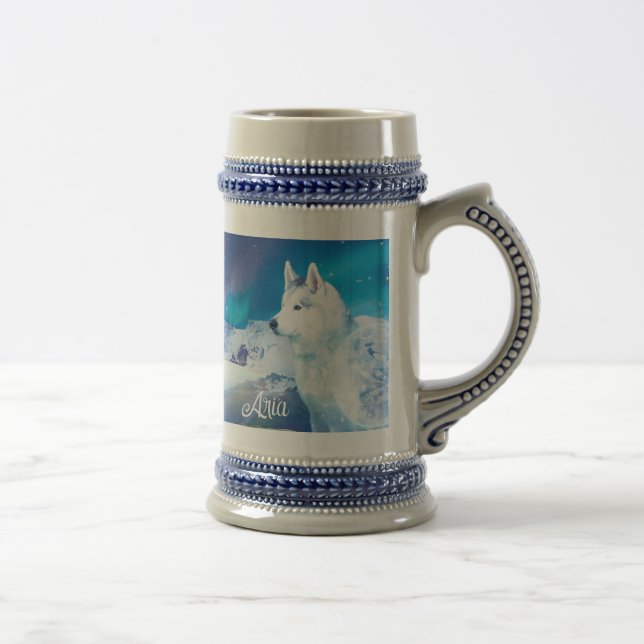 Personalisierter Husky-Hund Bierglas (Rechts)