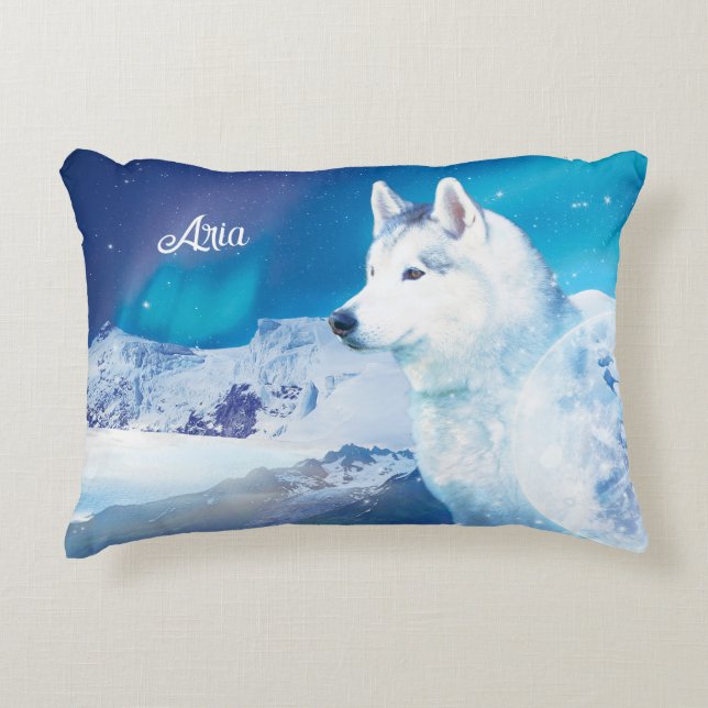 Personalisierter Husky-Hund Dekokissen (Vorderseite)
