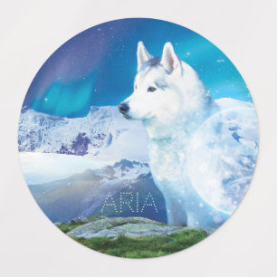 Personalisierter Husky-Hund Etiketten