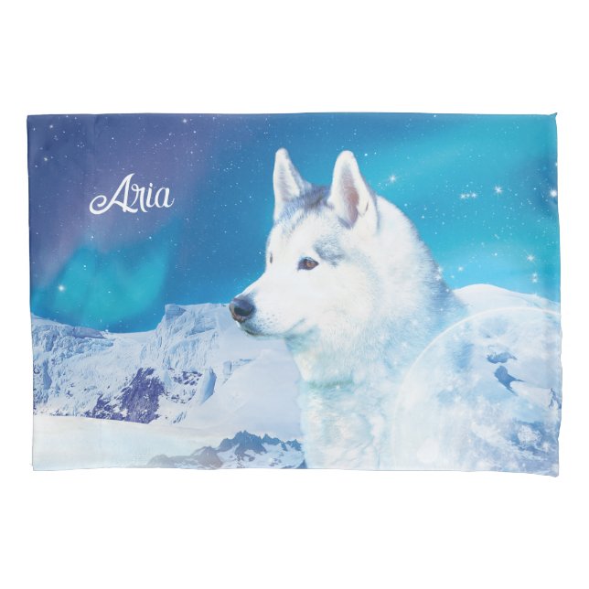 Personalisierter Husky-Hund Kissenbezug (Vorderseite-Links)