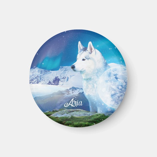 Personalisierter Husky-Hund Magnet (Vorne)