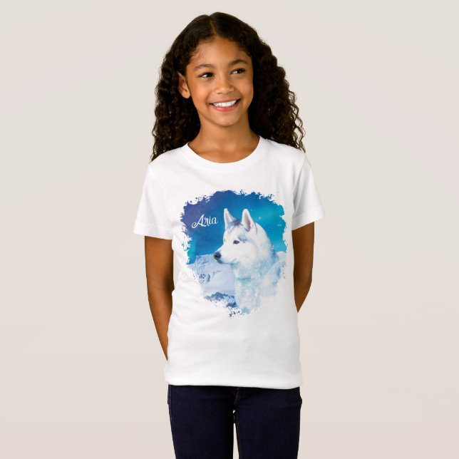 Personalisierter Husky-Hund T-Shirt (Vorne ganz)