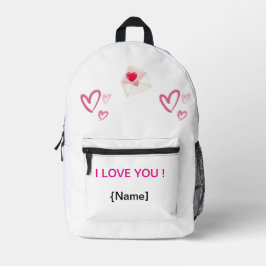 Personalisierter "I Liebe You"-Rucksack mit Herz - Bedruckter Rucksack