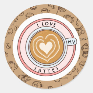 Personalisierter I Love Lattes Runder Aufkleber