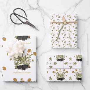 Personalisierter Igel Hütte-Kern Botanisch Geschenkpapier Set