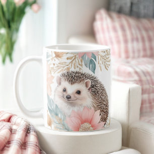 Personalisierter Igel und Blumenrahmen Kaffeetasse