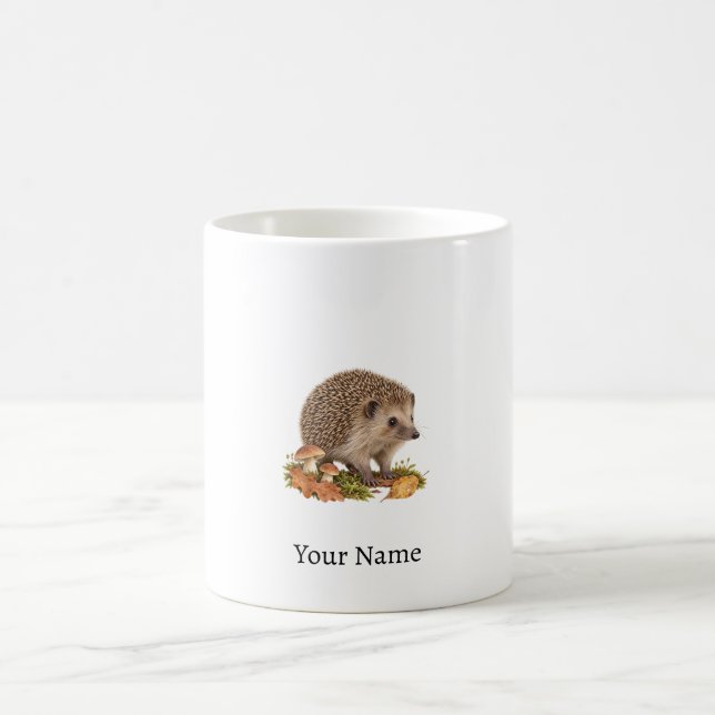 Personalisierter Igelname Herbstgeschenk Kaffeetasse (Mittel)