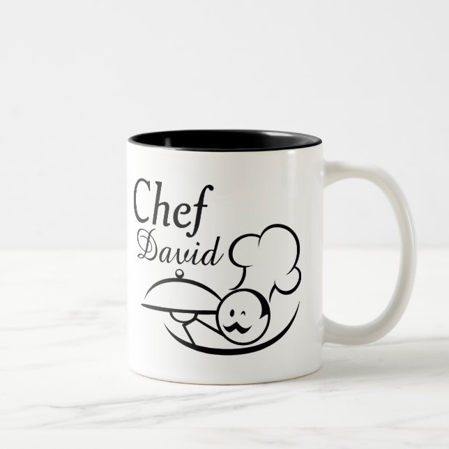 Personalisierter illustrierter Koch Zweifarbige Tasse (Rechts)