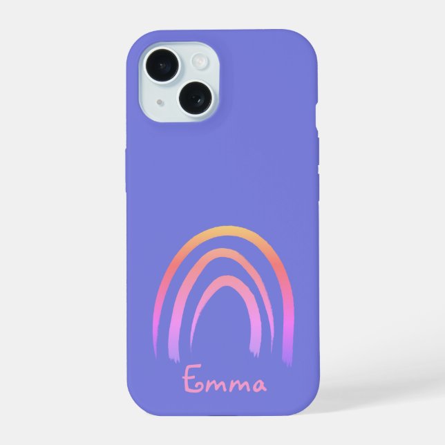 Personalisierter Immergrün-Regenbogen iPhone 15 Hülle (Rückseite)
