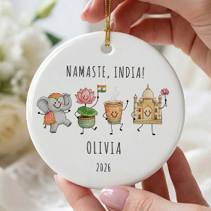 Personalisierter Indien Urlaubsschmuck Keramik Ornament