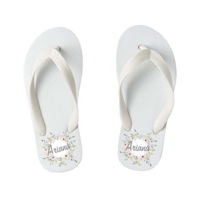 Personalisierter Individuelle Name Blumenkraut Fli Kinderbadesandalen (Fußbett)