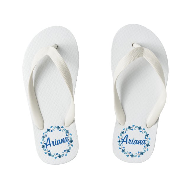Personalisierter Individuelle Name Blumenkraut Fli Kinderbadesandalen (Fußbett)