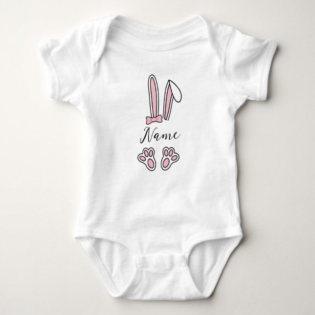 Personalisierter Individuelle Name Bunny Monogram  Baby Strampler (Vorderseite)