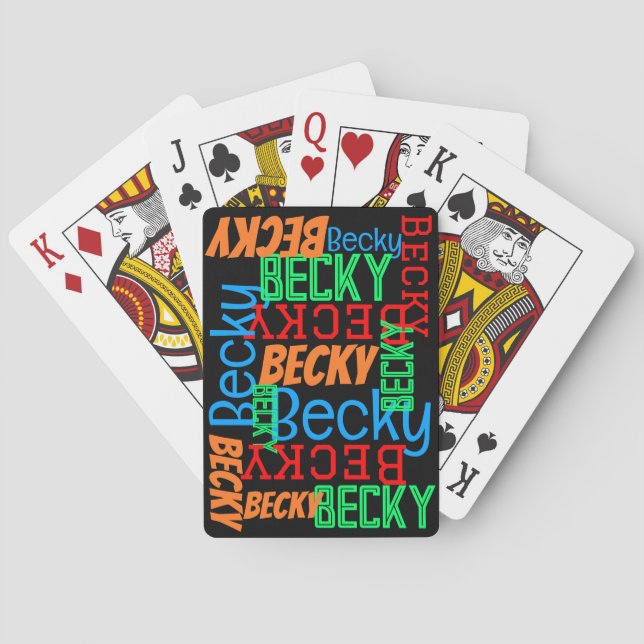 Personalisierter Individuelle Name Collage farbenf Spielkarten (Rückseite)