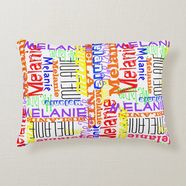 Personalisierter Individuelle Name Collage farbenf Zierkissen (Vorderseite)