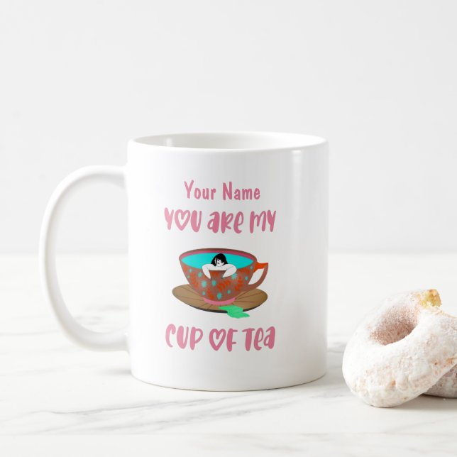 Personalisierter Individuelle Name Funny Niedlich  Kaffeetasse (Mit Donut)