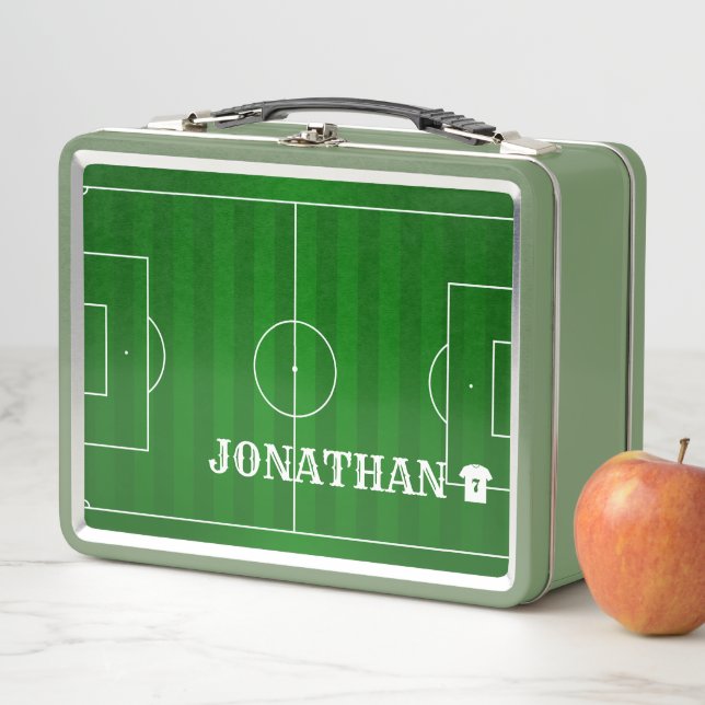 Personalisierter Individuelle Name Fußballfeld Metall Brotdose (Beispiel)