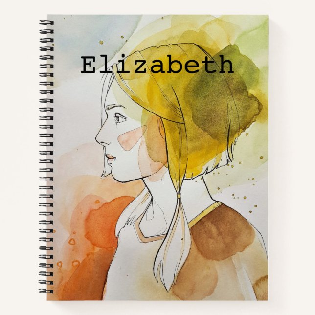 Personalisierter individuelle Name mit Monogramm W Notizbuch (Vorderseite)