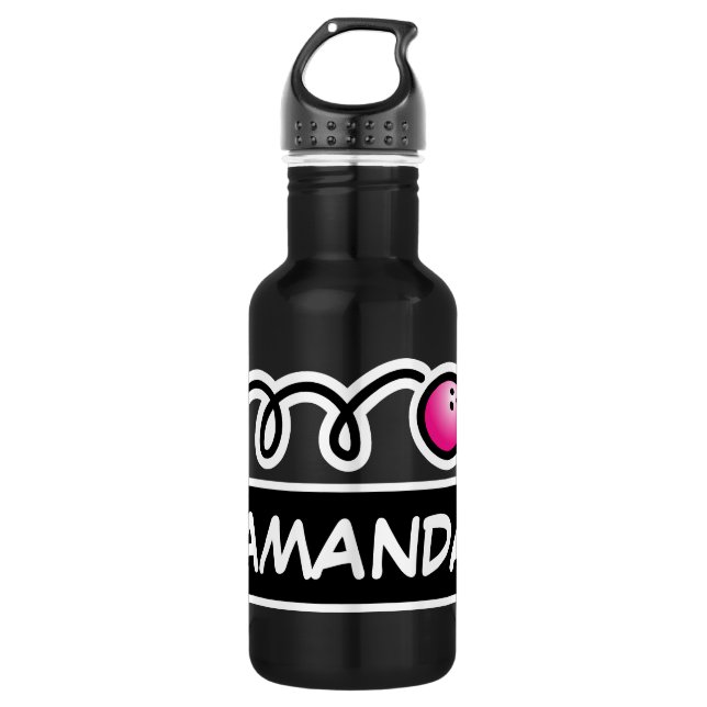 Personalisierter individuelle Name niedlich rosa B Edelstahlflasche (Vorderseite)