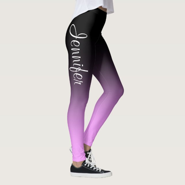 Personalisierter Individuelle Name Pink Black Ombr Leggings (Rechts)