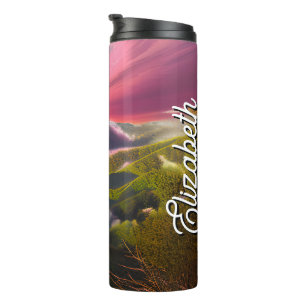 Personalisierter Individuelle Name Rosa Leuchtende Thermosbecher