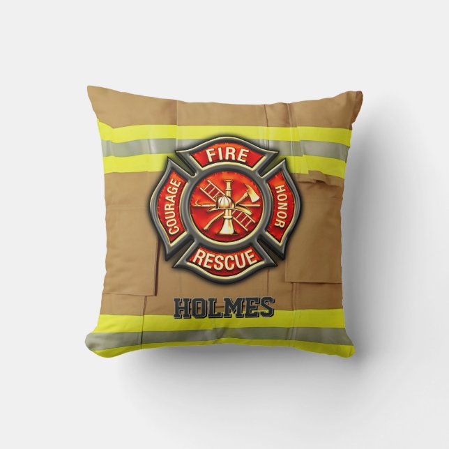 Personalisierter Individuelle Name Starker Feuerwe Kissen (Vorderseite)