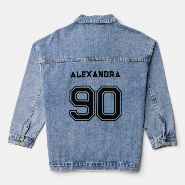 Personalisierter Individuelle Name und Nummer Deni Jeansjacke (Rückseite)
