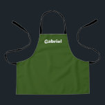 Personalisierter Individuelle Name, Vollfarbwald g Schürze<br><div class="desc">Personalisierter Individuelle Name Solid Color grün. Der Schriftart kann durch Klicken auf die Schaltfläche "Design bearbeiten" geändert werden.</div>
