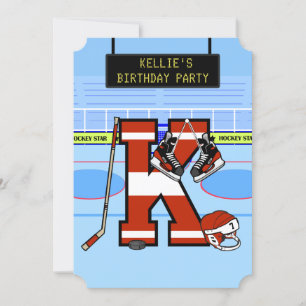 Personalisierter Initialbrief K Ice Hockey Einladung